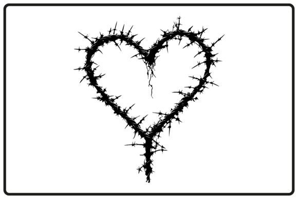 Download Heart Barbed Wire Valentines Day Silhoue - Heart Collection
