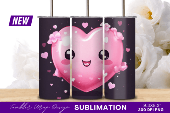 Download Cute Heart Character Flowers Tumbler - Heart Collection