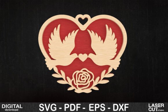 Download Love Doves Heart Valentine SVG Design - Heart Collection