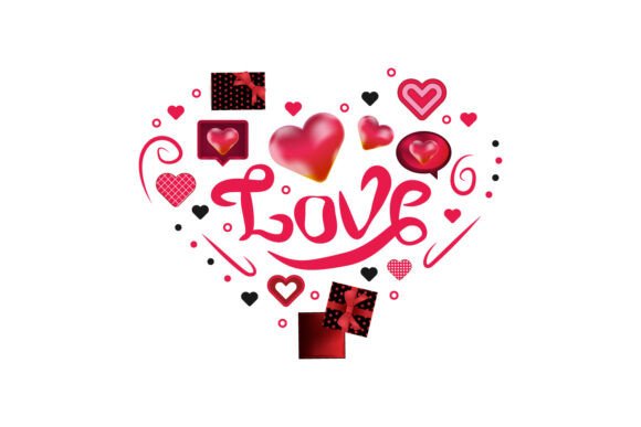 Download Love Typography with Symbol of Hearts - Heart Collection