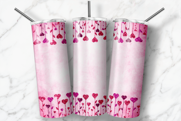 Download Pink Valentine Heart Glitter Tumbler Png - Heart Collection