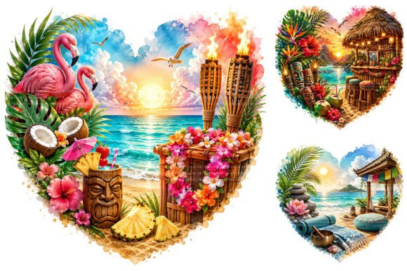 Download Tropical Summer Heart Clipart Bundle - Heart Collection