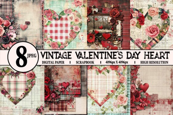Download Vintage Valentine's Day Heart Papers 2 - Heart Collection