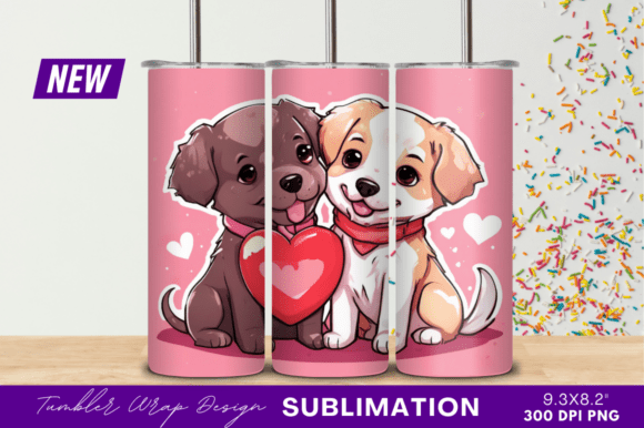 Download Two Cute Puppies with a Heart Tumbler - Heart Collection