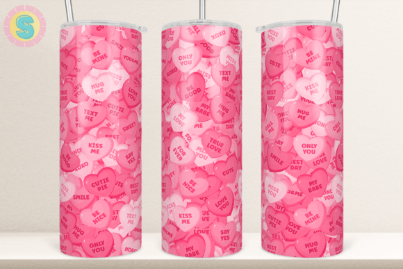 Download 20Oz Pink Candy Hearts Tumbler Wrap - Heart Collection