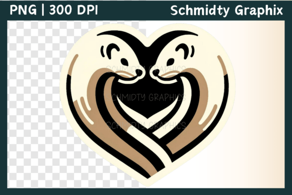 Download Cute Ferret Love Heart Sublimation PNG - Heart Collection