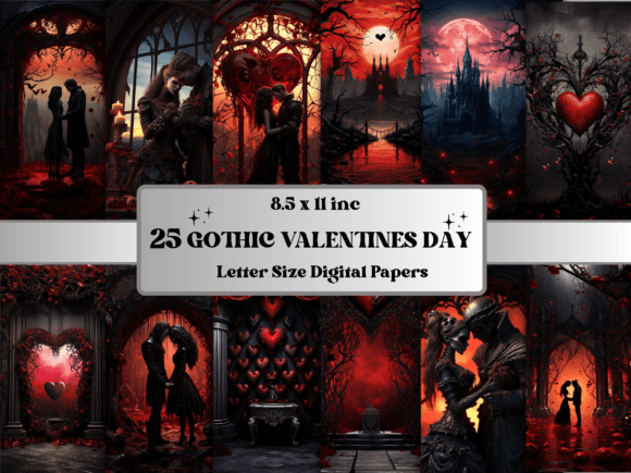 Download Gothic Valentine's Day Digital Paper - Digital paper Collection