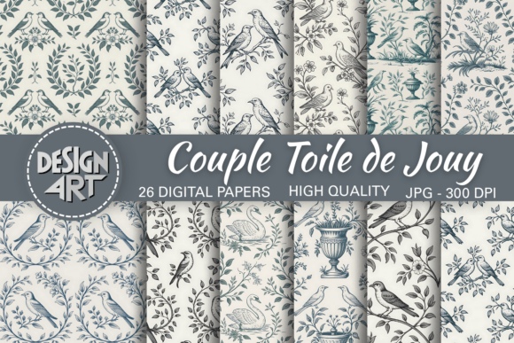 Download Couple Toile De Jouy Digital Paper - Digital paper Collection