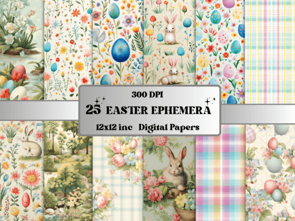 Download Spring Easter Digital Paper Ephemera - Digital paper Collection