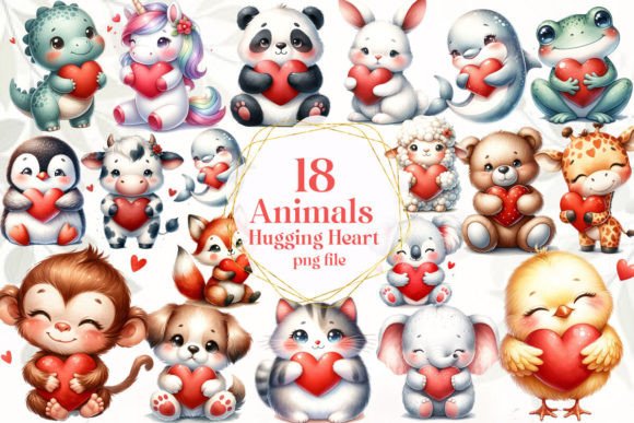 Download Animals Hugging Heart Clipart - Heart Collection