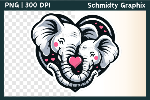 Download African Elephant Love Heart Sublimation - Heart Collection