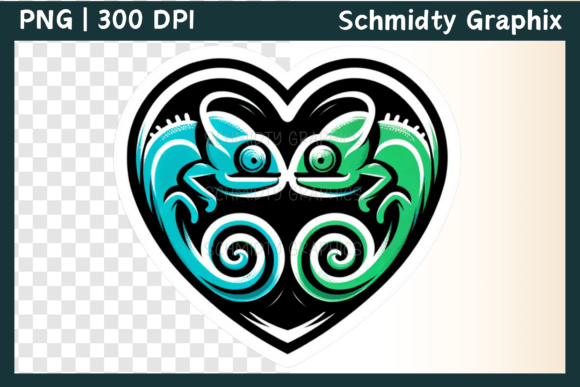 Download Chameleon Love Heart Sublimation PNG - Heart Collection