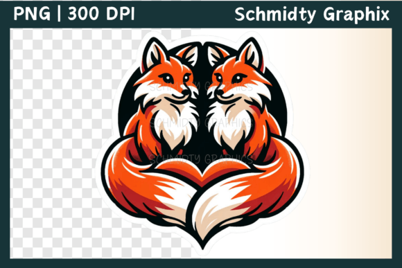Download Cute Red Fox Love Heart Sublimation PNG - Heart Collection