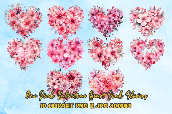 Download One Pink Valentine Heart Pink Flowers - Heart Collection