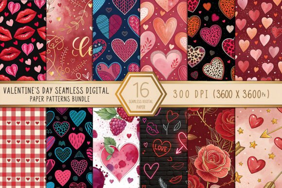 Download Valentine’s Day Digital Paper Bundle - Digital paper Collection