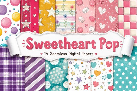 Download Sweetheart Pop Digital Seamless Pattern - Heart Collection