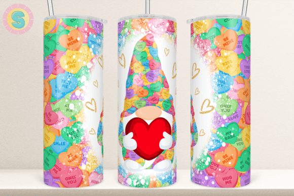 Download Valentines Gnome Hearts Tumbler Wrap - Heart Collection