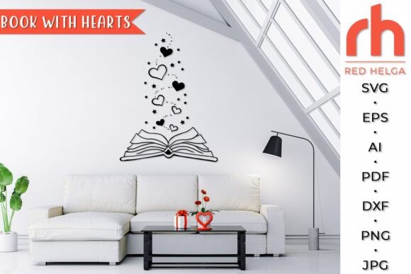 Download Open Book with Hearts SVG, Valentine Day - Heart Collection