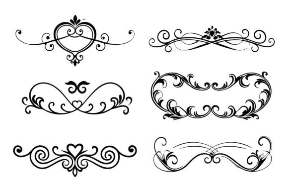 Download SVG Set of Heart Flourish Vector - Heart Collection