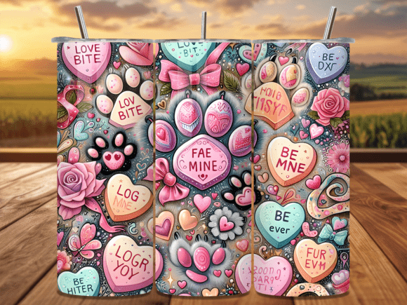 Download Conversation Heart Paw Tumbler Wrap Png - Heart Collection