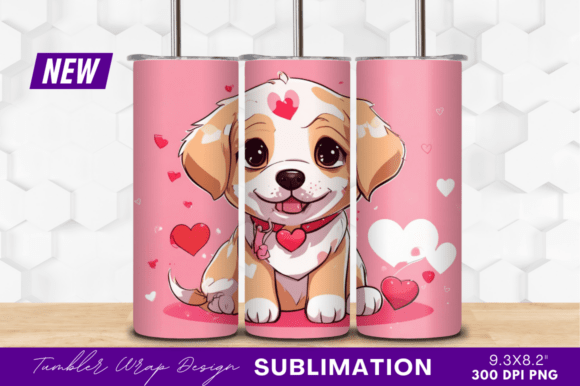 Download Cute Puppy with Hearts Tumbler Png - Heart Collection