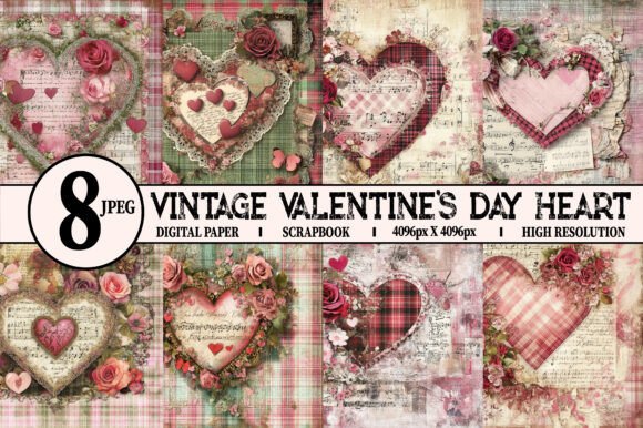 Download Vintage Valentine's Day Heart Papers - Heart Collection