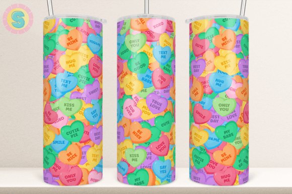 Download Valentines Candy Hearts Tumbler Wrap - Heart Collection