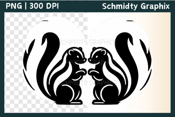 Download Cute Skunks Love Heart Sublimation Png - Heart Collection