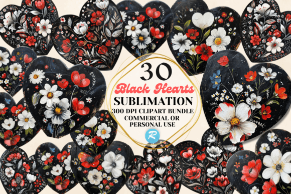 Download Black Hearts Valentines Clipart Bundle - Heart Collection
