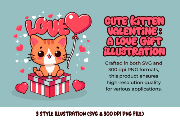 Download Cute Kitten Valentine Illustration - Valentine illustration Collection