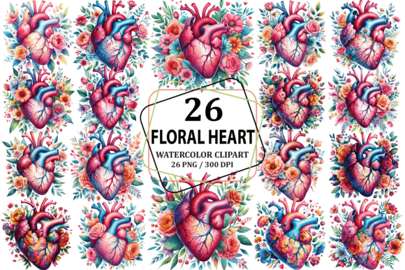 Download Anatomical Floral Heart Clipart Design - Heart Collection