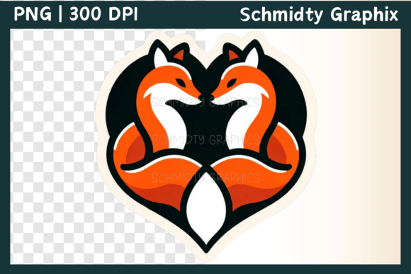 Download Cute Fox Love Heart Sublimation PNG - Heart Collection